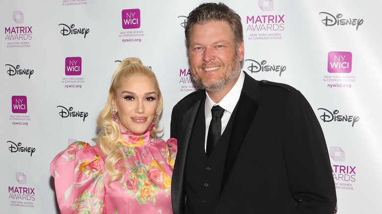 Gwen Stefani and Blake Shelton smiling