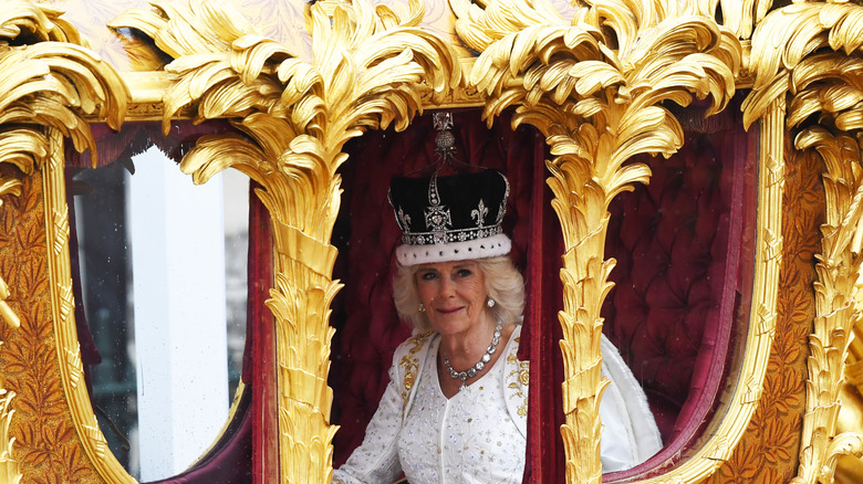 Camilla in coronation carriage
