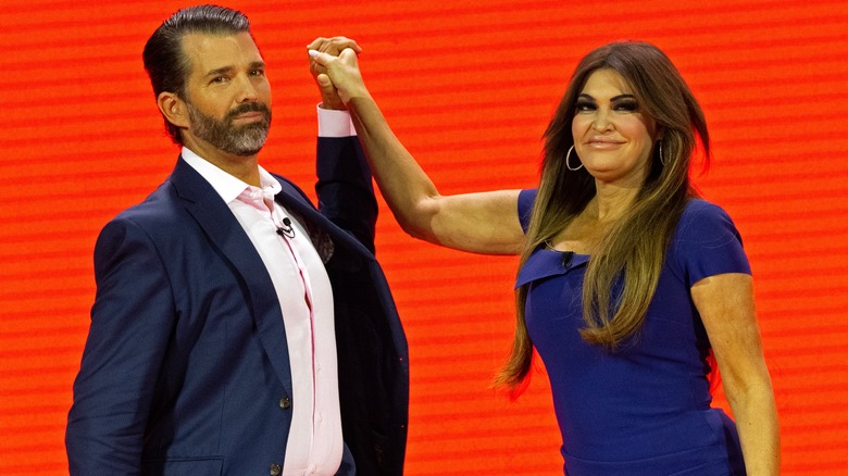 Donald Trump Jr. and Kimberly Guilfoyle in an awkward pose during the 2024 RNC