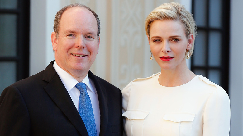 Prince Albert and Princess Charlene posing