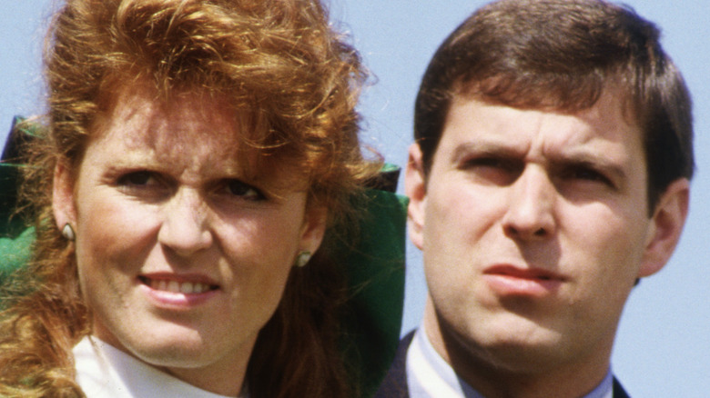 Sarah Ferguson and Prince Andrew outside