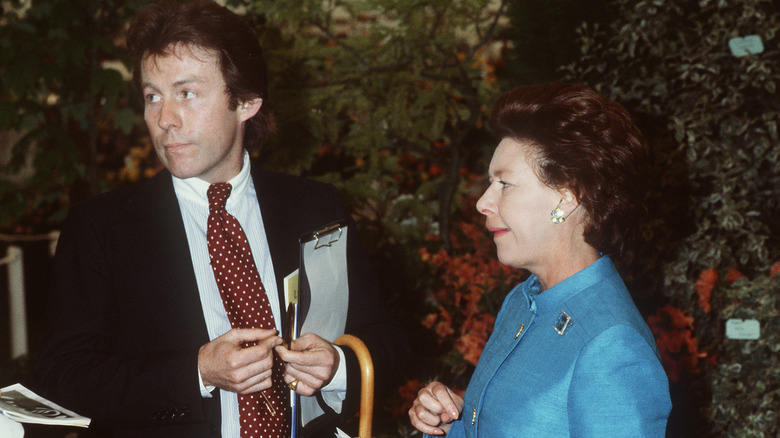 Princess Margaret to Roddy Llewellyn at Chelsea Flower Show