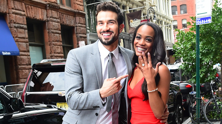 Rachel Lindsay and Bryan Abasolo promoting their engagement