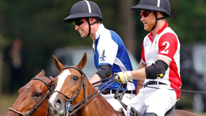Prince William and Prince Harry playing polo together in 2019