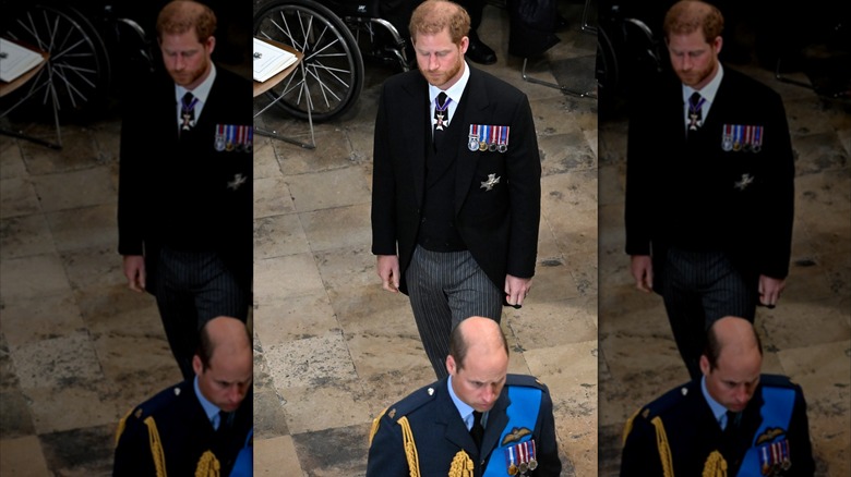 Prince Harry and Prince William at Queen Elizabeth II's funeral
