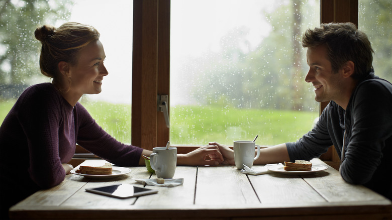 Couple looking at each other