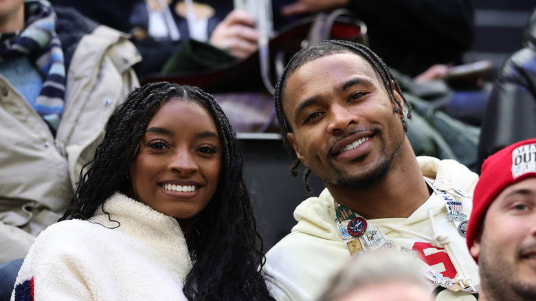 Simone Biles and Jonathan Owens at the 2026 Winter Olympics