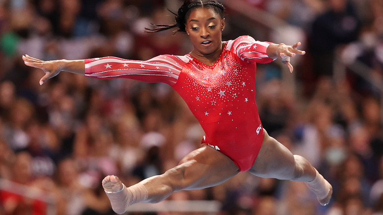 Simone Biles in a gymnastics competition