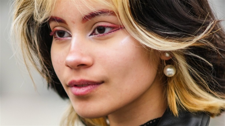 Woman with colorful DIY eyeliner