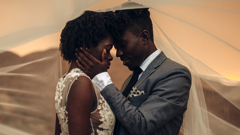 couple in an editorial wedding shot