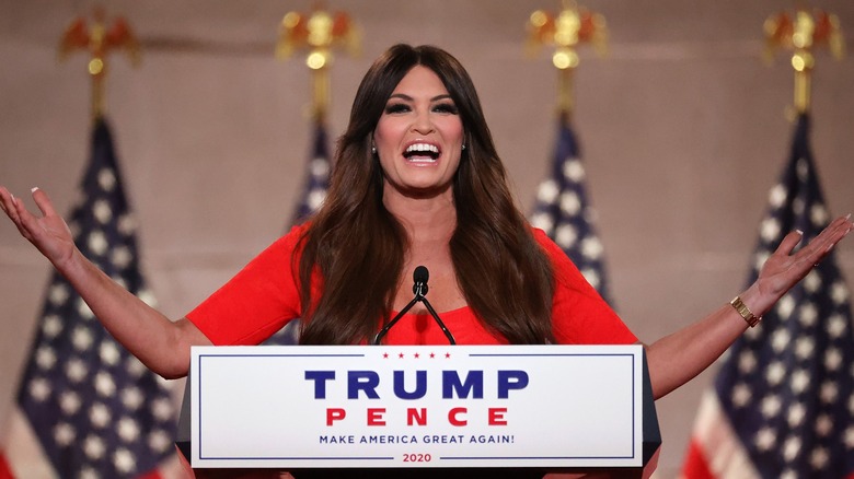 Kimberly Guilfoyle arms open speaking