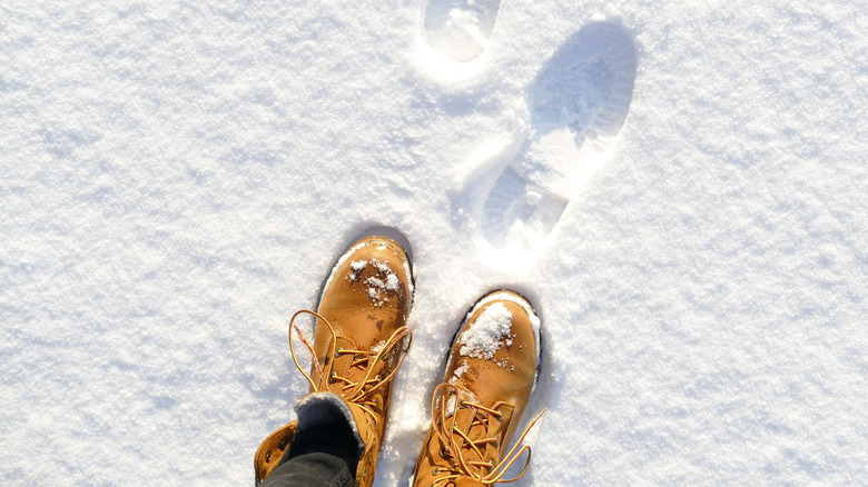 Tan boots in snow