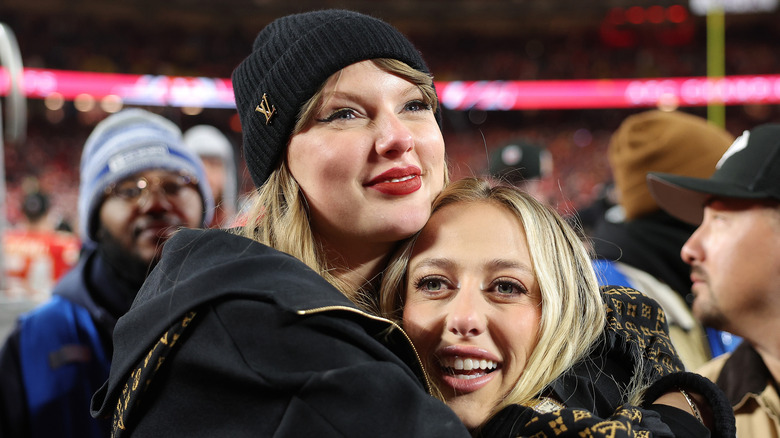 Taylor Swift hugging Brittany Mahomes