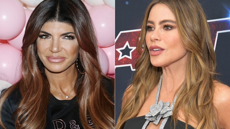 Left: Teresa Giudice looking to the left, Right: Sofia Vergara looking to the right