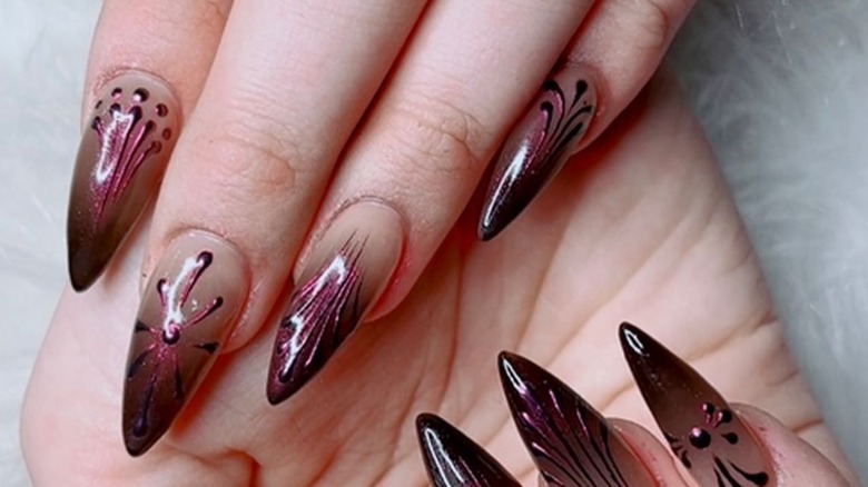 Long nails with red tips