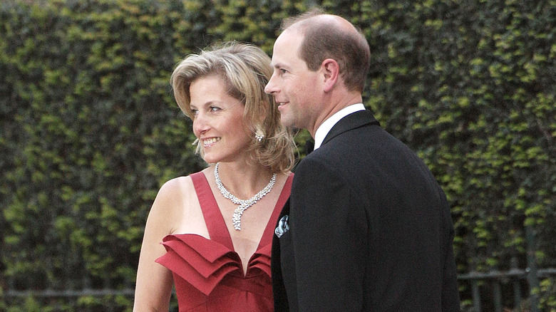 Sophie wears a Diana-like gown