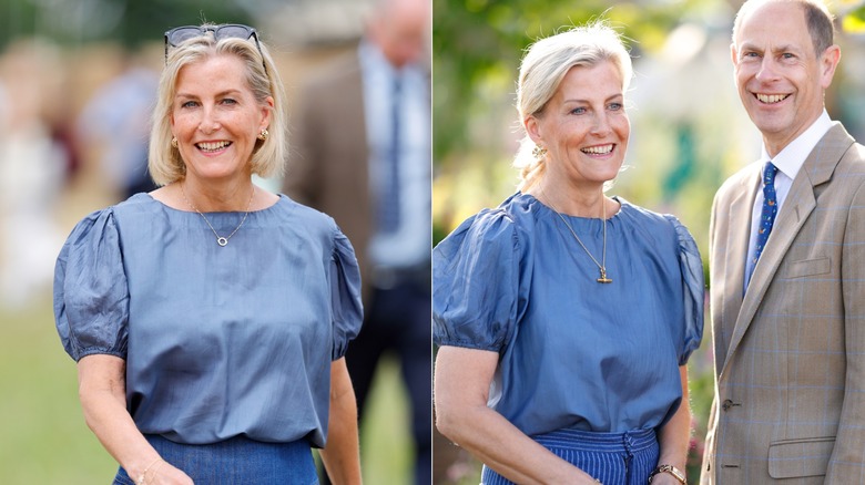Split photo of Sophie of Edinburgh at the Groundswell Regenerative Agriculture Festival versus the Windsor Flower Show