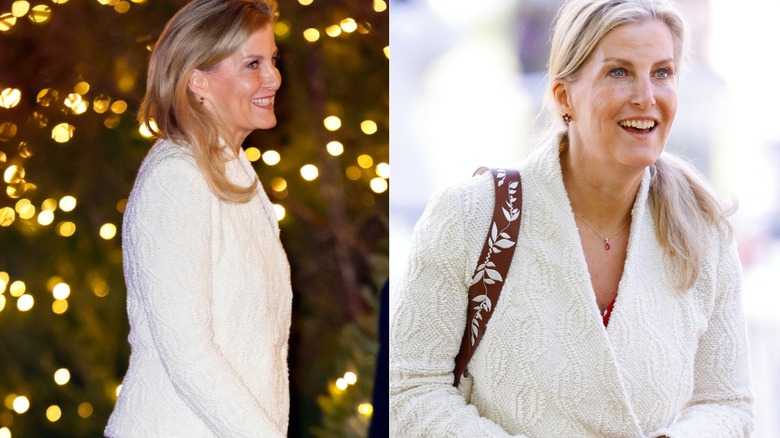 Split photo of Sophie, Duchess of Edinburgh, at Together at Christmas versus the Royal Horse Show