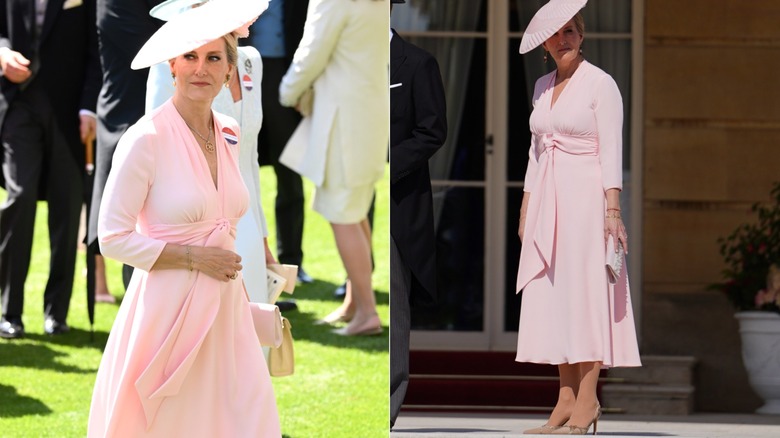 Split photo of Sophie, Duchess of Edinburgh, at Ascot versus Buckingham Palace garden party