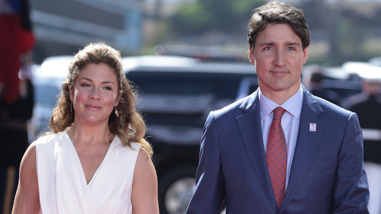 Sophie Grégoire Trudeau and Justin Trudeau walking together