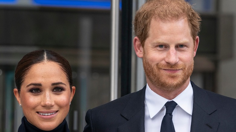 Prince Harry Meghan Markle wearing black