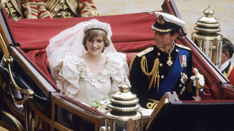 Princess Diana and King Charles on wedding day