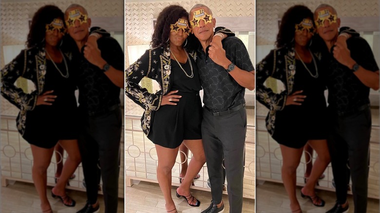 Michelle and Barack Obama pose for a photo together while celebrating the New Year (2022)