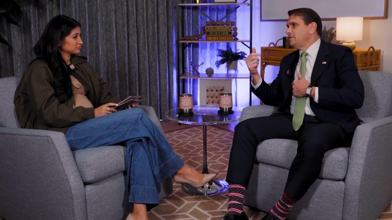 Todd Blanche talking to Katie Miller