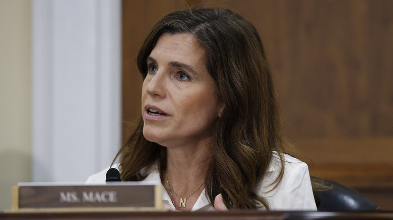 Nancy Mace speaks at a microphone