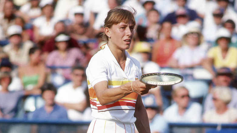 Martina Navratilova during tennis match in 1981