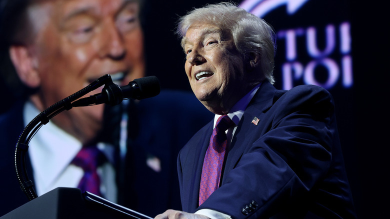 Donald Trump delivering a speech