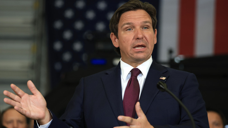 Ron DeSantis delivering a speech