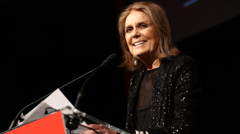Gloria Steinem delivering a speech