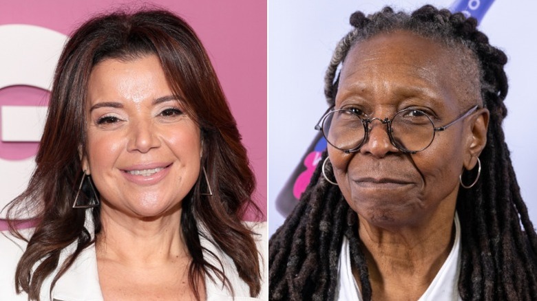 A split image of Ana Navarro and Whoopi Goldberg smiling