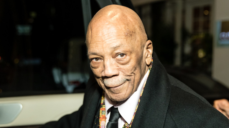 Quincy Jones looking directly into the camera