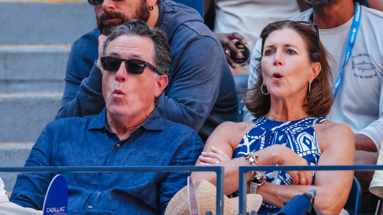 Stephen Colbert and his wife Evelyn McGee attend day eight of the 2025 US Open Tennis Championships