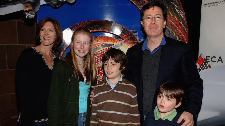 Stephen Colbert and His Family attend the 7th Annual Tribeca Film Festival "Speed Racer" Premiere at the Borough of Manhattan Community College / Tribeca Performing Arts Center in New York on May 3, 2008