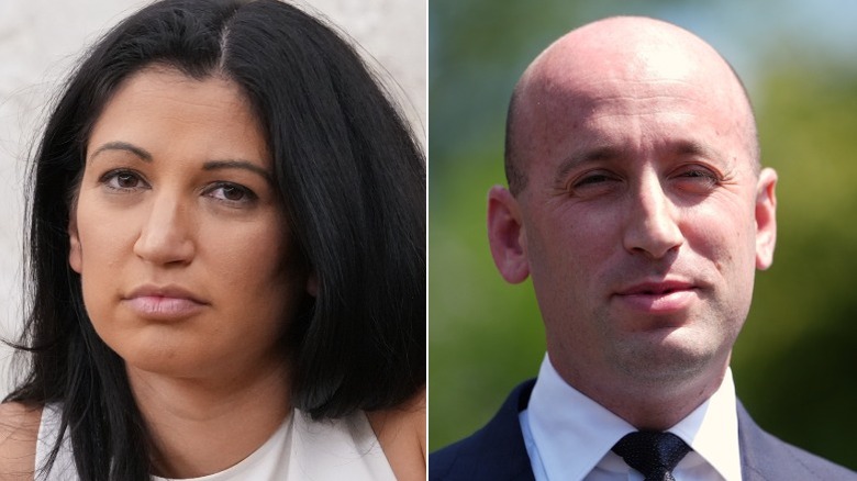 Split image of Katie Miller and Stephen Miller