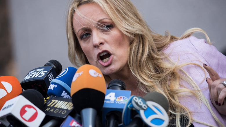 Stormy Daniels speaking to reporters