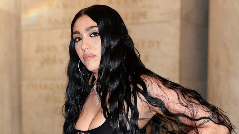 Lourdes Leon posing at the Marc Jacobs fall runway show
