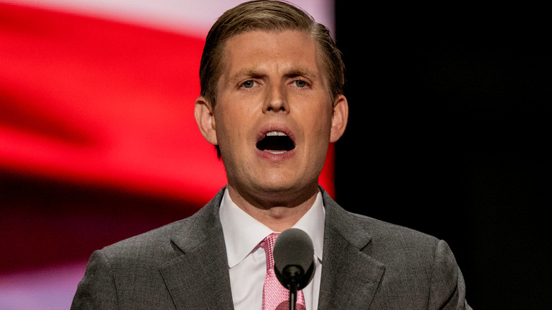 Eric Trump delivering a speech