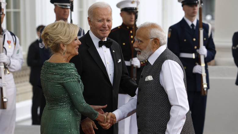 Jill Biden shaking Narendra Modi's hand