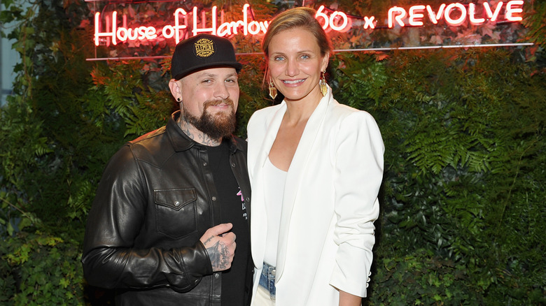 Cameron Diaz and Benji Madden smiling