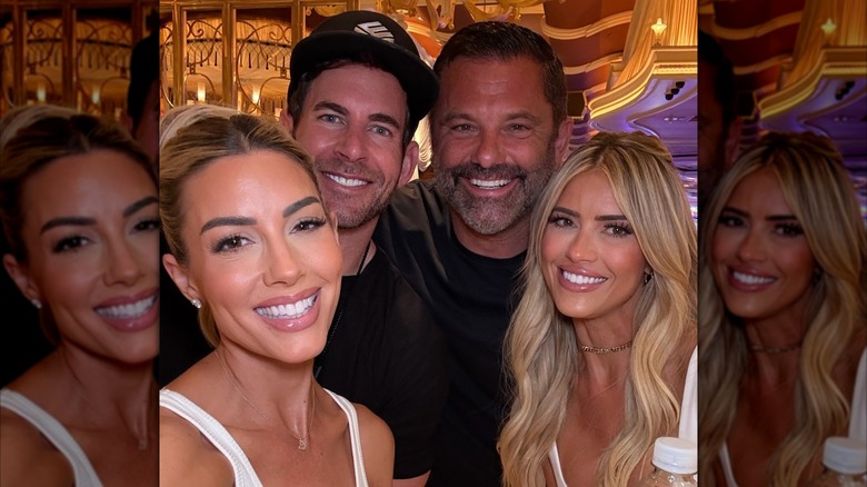 Heather and Tarek El Moussa, Chris Larocca, and Christina Haack smiling together