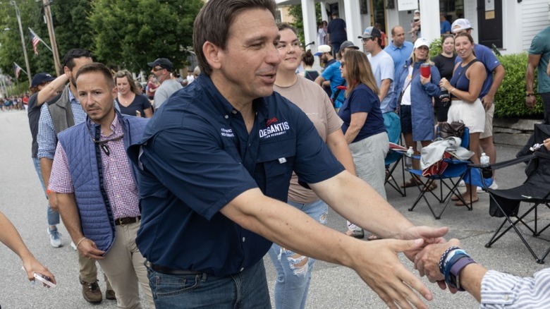 Ron DeSantis greets residents at a Fourth of July Parade in Wolfeboro, NH (2023)