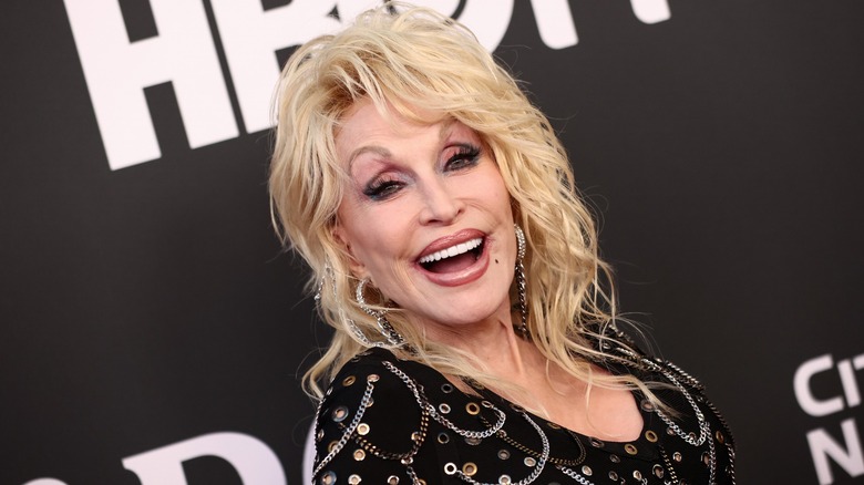 singer Dolly Parton smiling
