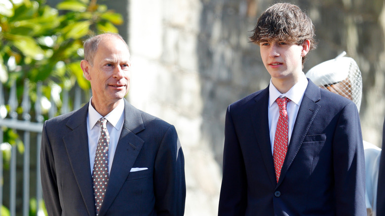 Prince Edward and James, Earl of Essex, walking outside