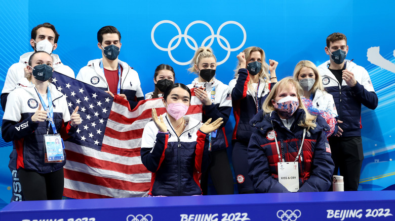 US Olympic team awaiting their scores.