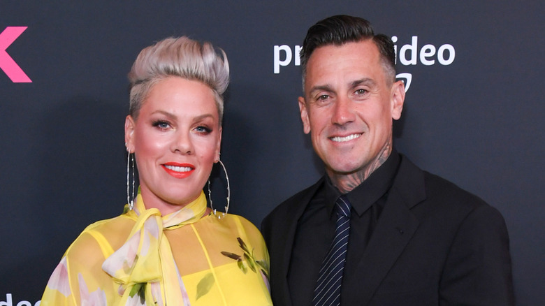 Pink and Carey Hart smiling