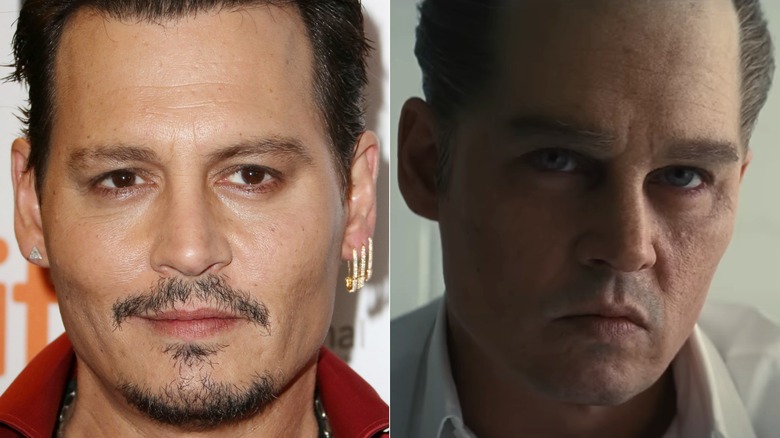 Johnny Depp attends the 'Black Mass' premiere during the 2015 Toronto International Film Festival at The Elgin on September 14, 2015 in Toronto, Canada (2015); Johnny Depp plays Whitey Bulger in 'Black Mass' (2015)